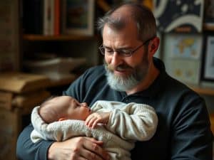 L'uomo che usa un bimbo di 3 mesi per liberare il parabrezza dalla neve