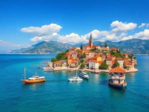 Le port de la ville de Saranda (Albanie)