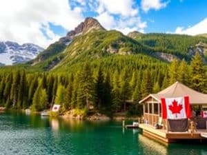 Drapeau canadien flottant au-dessus du Vieux-Québec