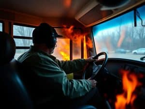 L'autista eroe che salva 15 bimbi dallo scuolabus in fiamme