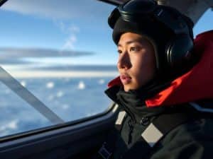 Ethan Guo devant son avion