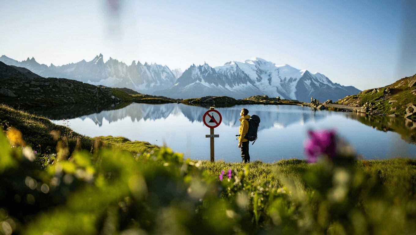 Un campeur près du Mont Blanc