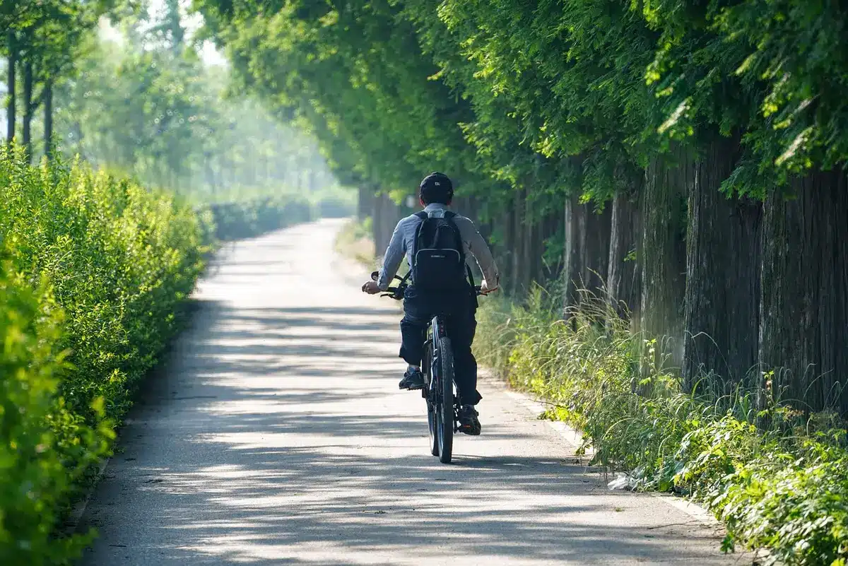 Vélo ancien trois vitesses chargé en voyage