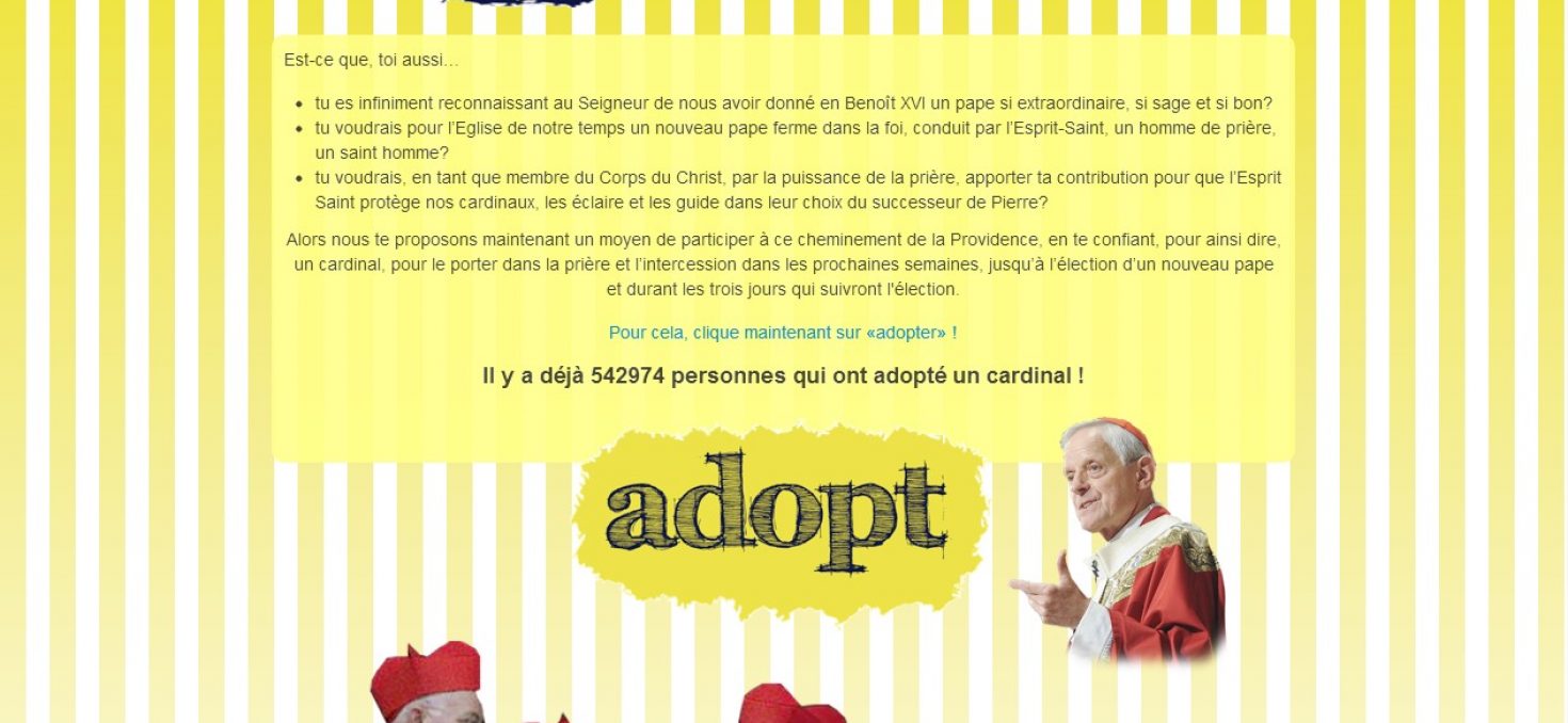 Pour le conclave, «adopte un cardinal» en un clic