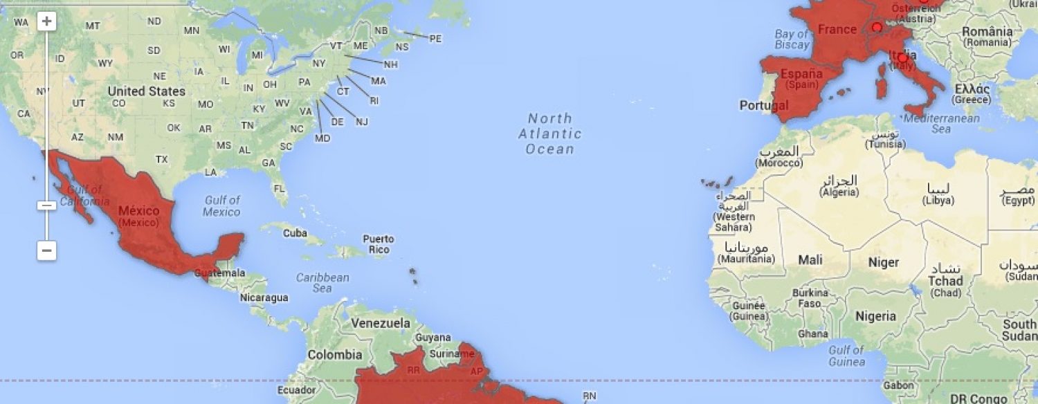 Une carte qui répertorie les pays visés par la NSA